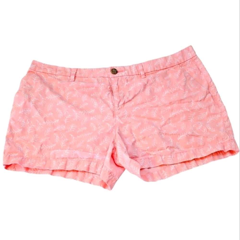 Old Navy Pink & White Tropical Leaf Print Shorts 100 Cotton Size 12